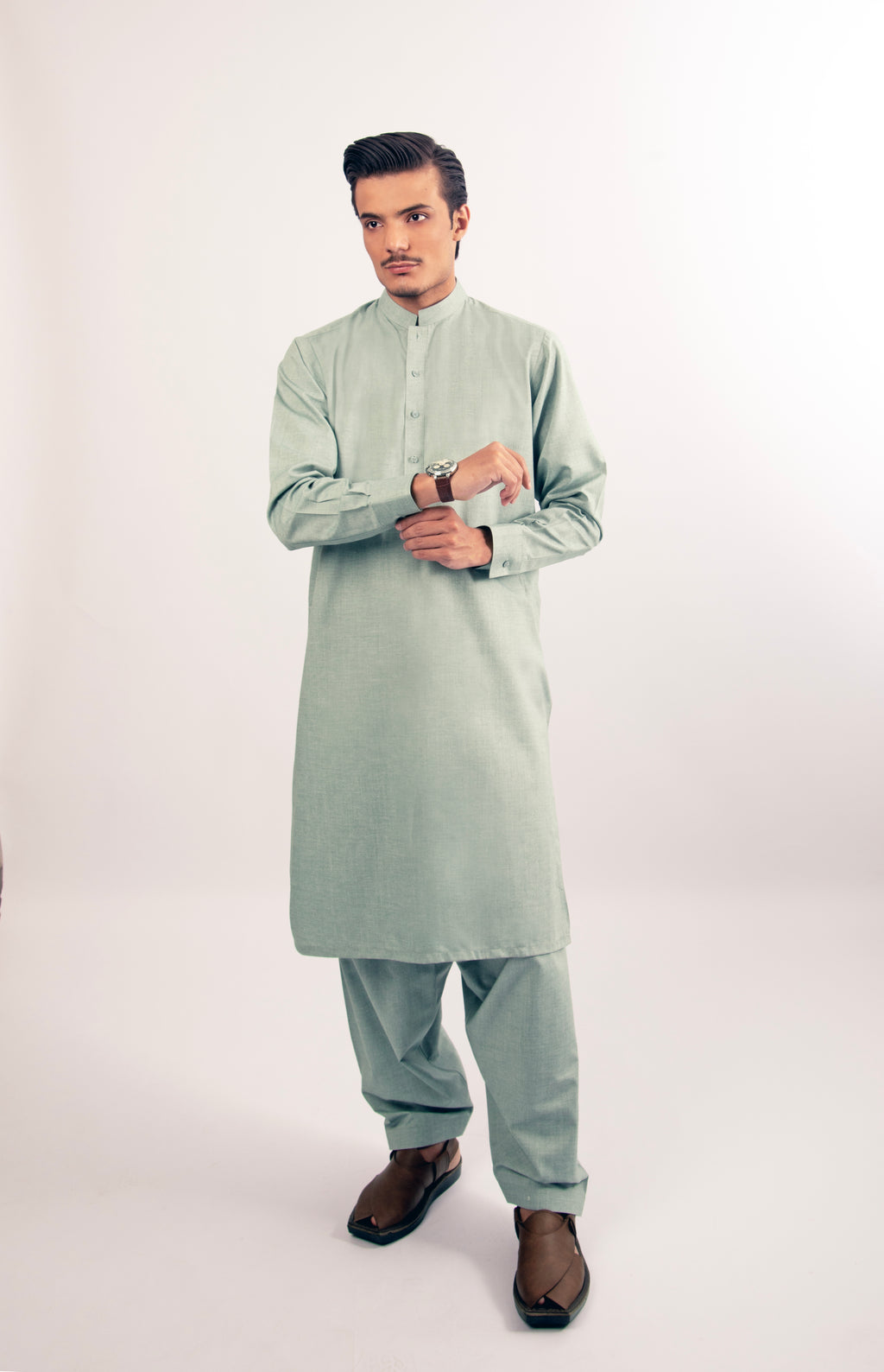 Mint Green Patti-collar Shalwar Kameez