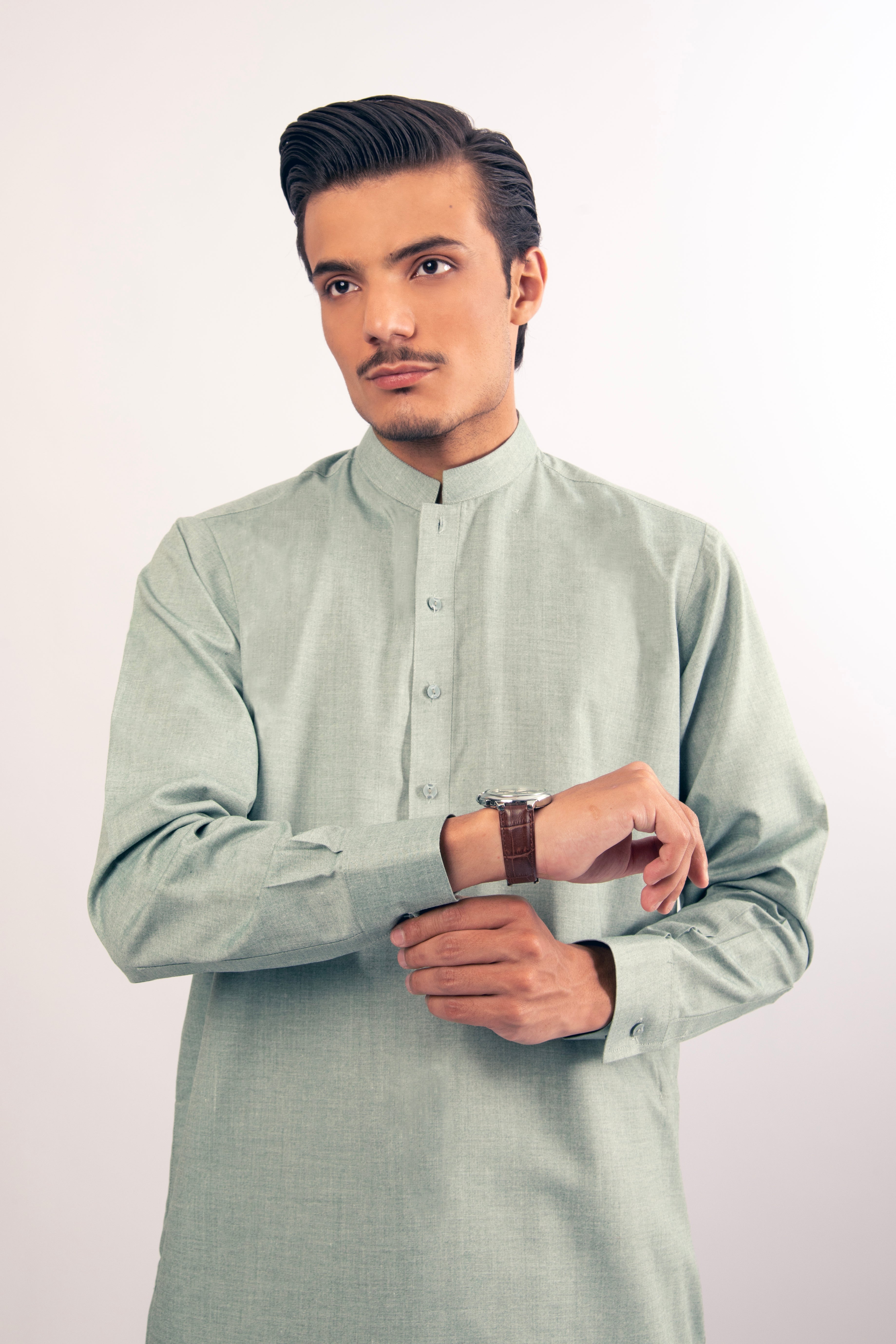 Mint Green Patti-collar Shalwar Kameez