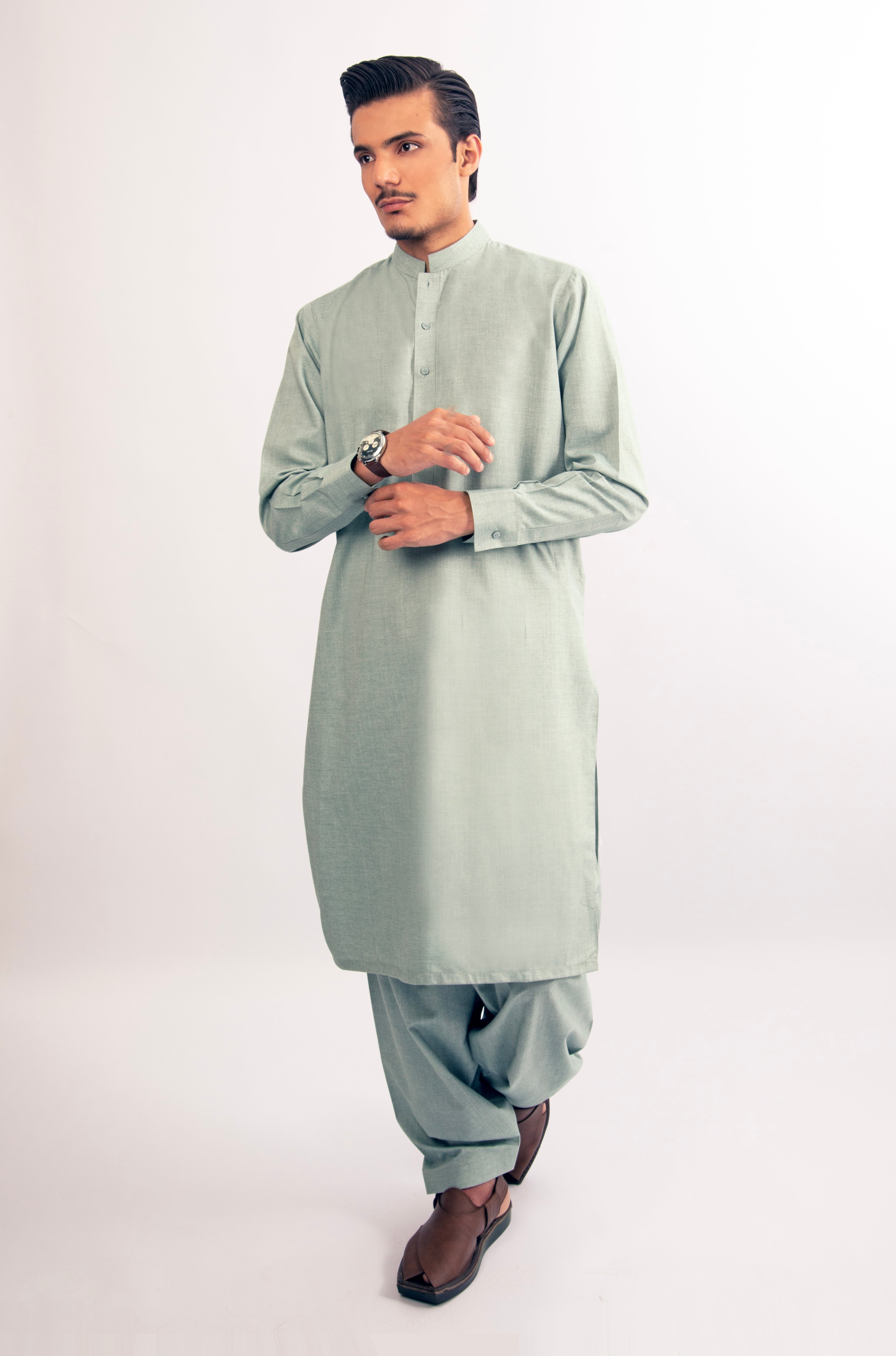 Mint Green Patti-collar Shalwar Kameez