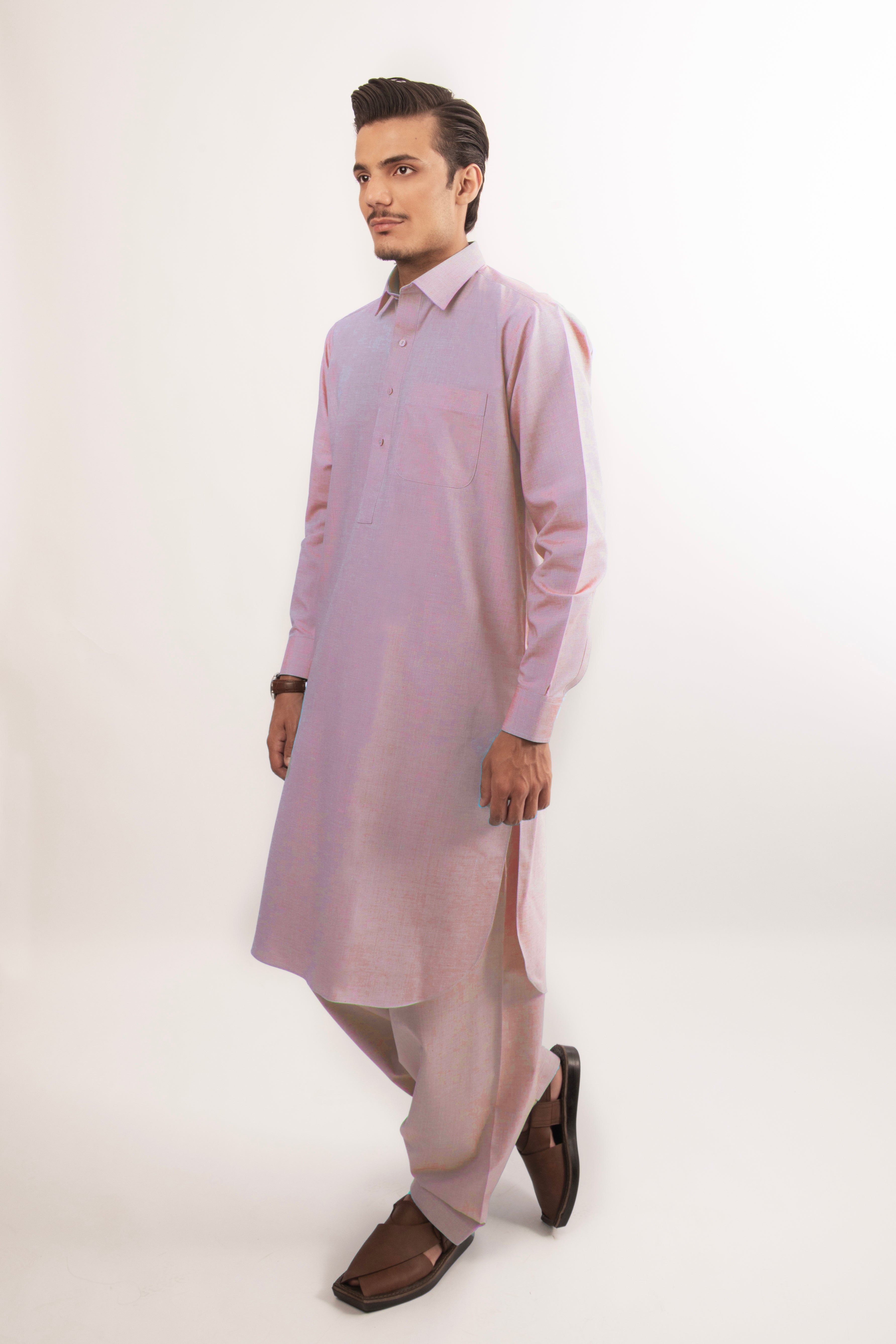 Pink Shalwar Kameez with Shirt Collar