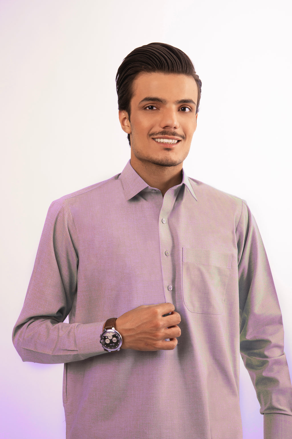 Pink Shalwar Kameez with Shirt Collar