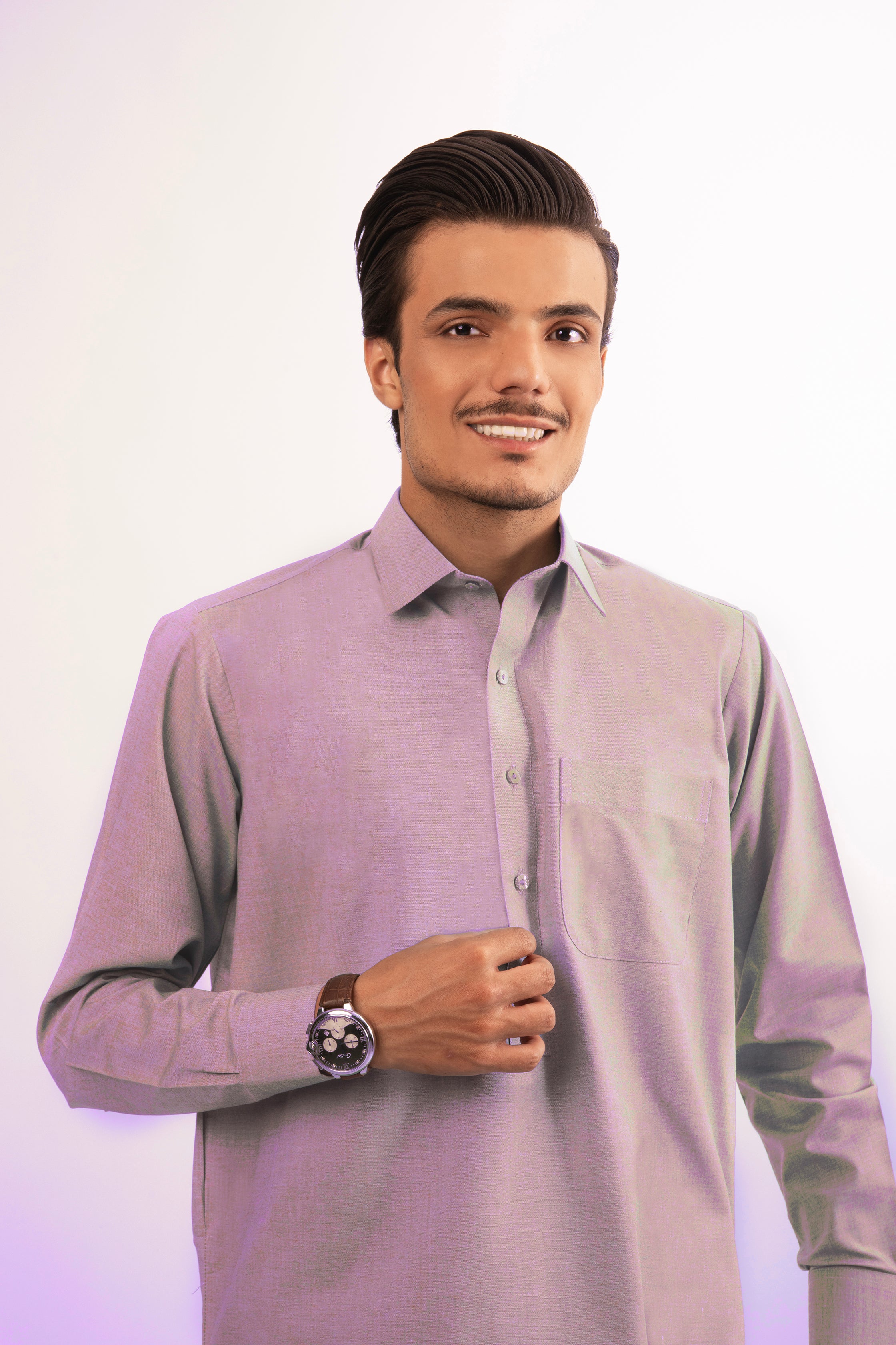 Pink Shalwar Kameez with Shirt Collar