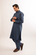 French Blue Shirt-Collar Shalwar Kameez