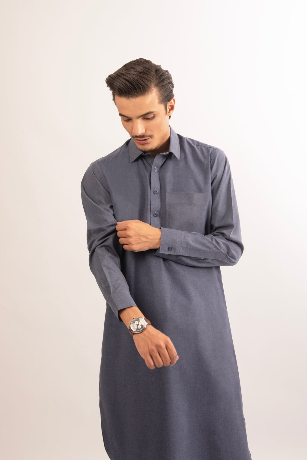 Midnight Blue Shirt Collar Shalwar Kameez