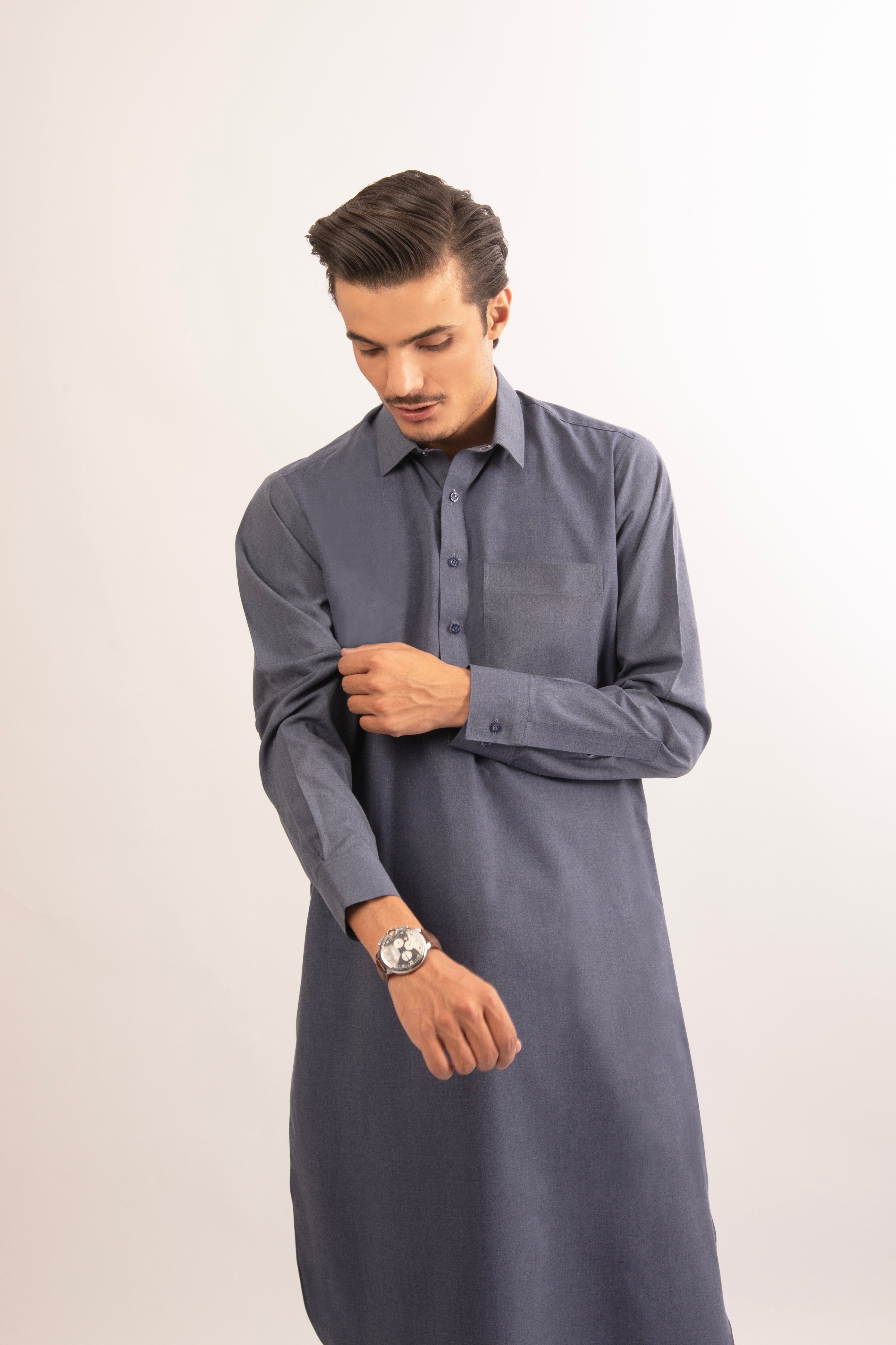 Midnight Blue Shirt Collar Shalwar Kameez