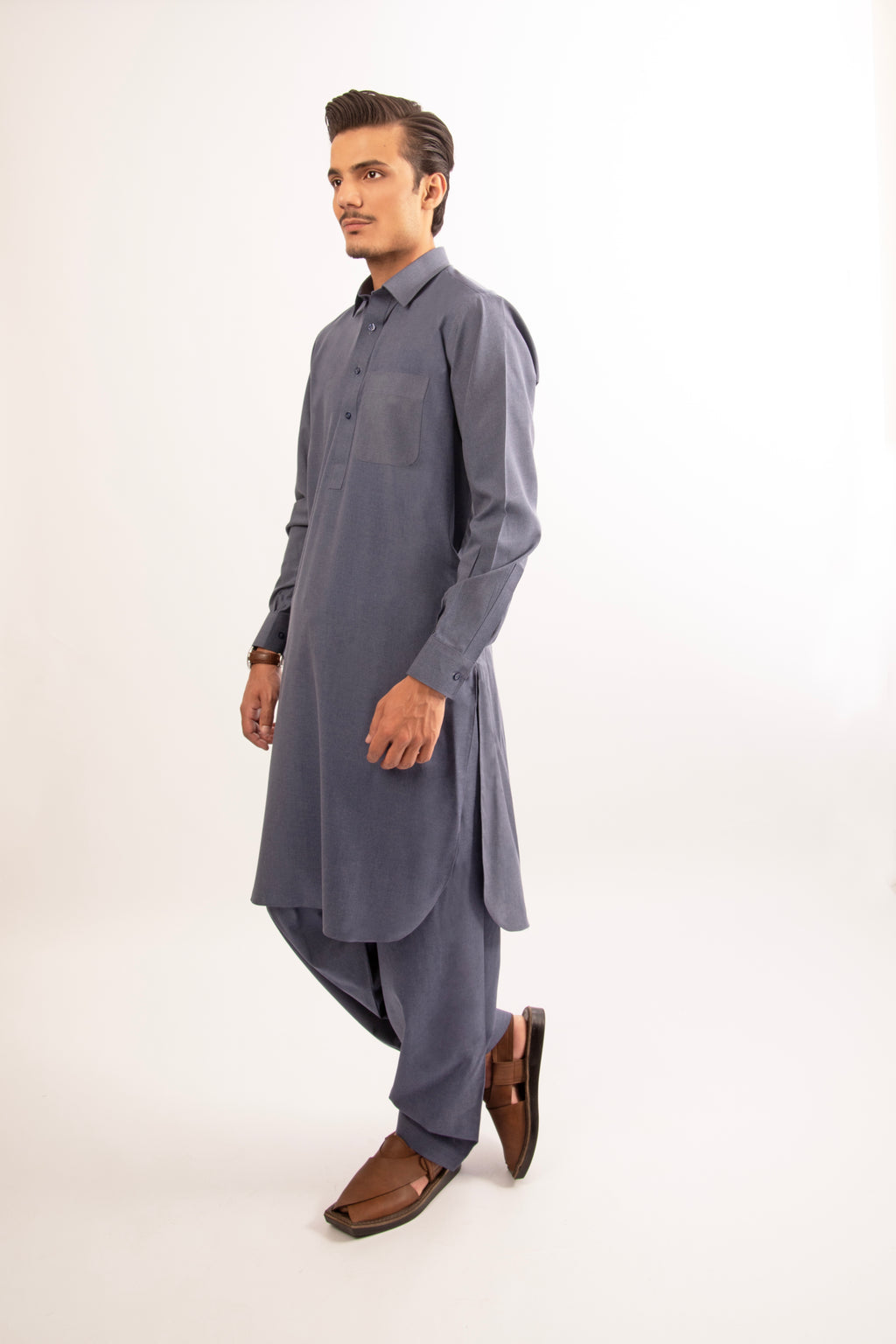 Midnight Blue Shirt Collar Shalwar Kameez