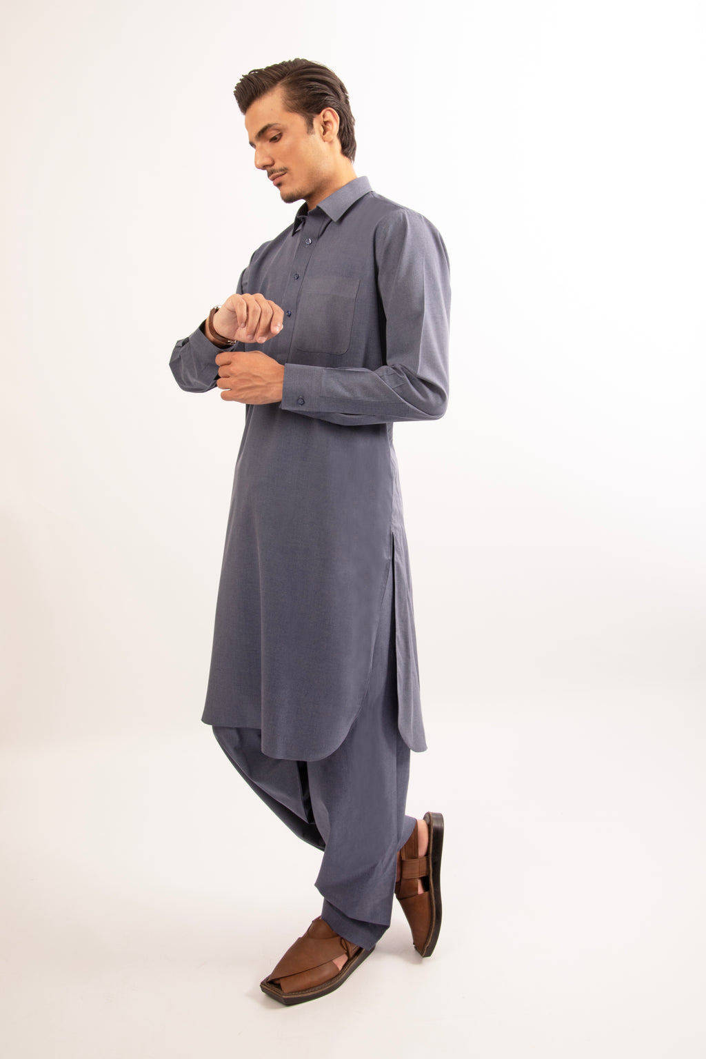 Midnight Blue Shirt Collar Shalwar Kameez