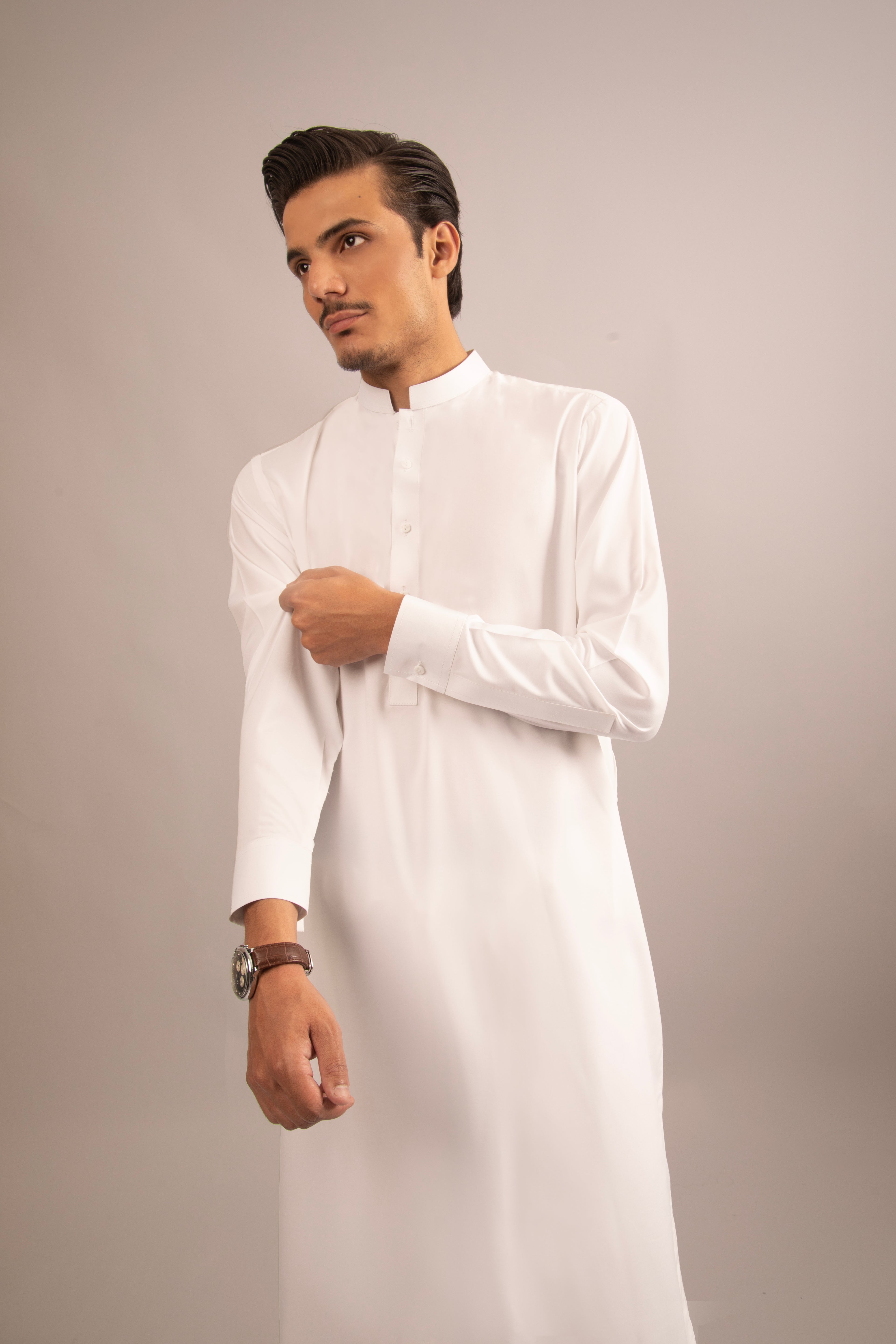 Pure White Boski Patti-Collar Shalwar Kameez