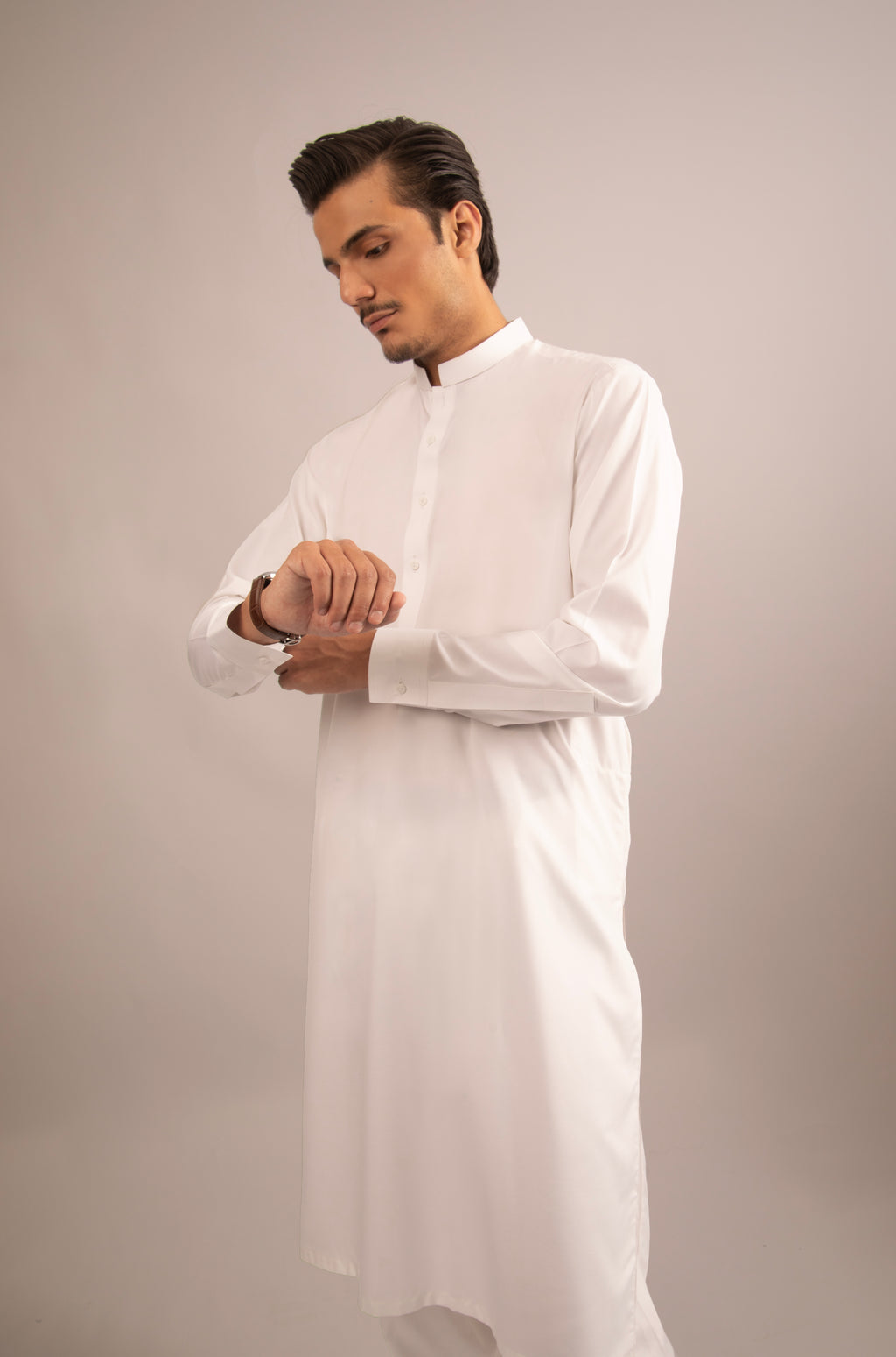 Pure White Boski Patti-Collar Shalwar Kameez
