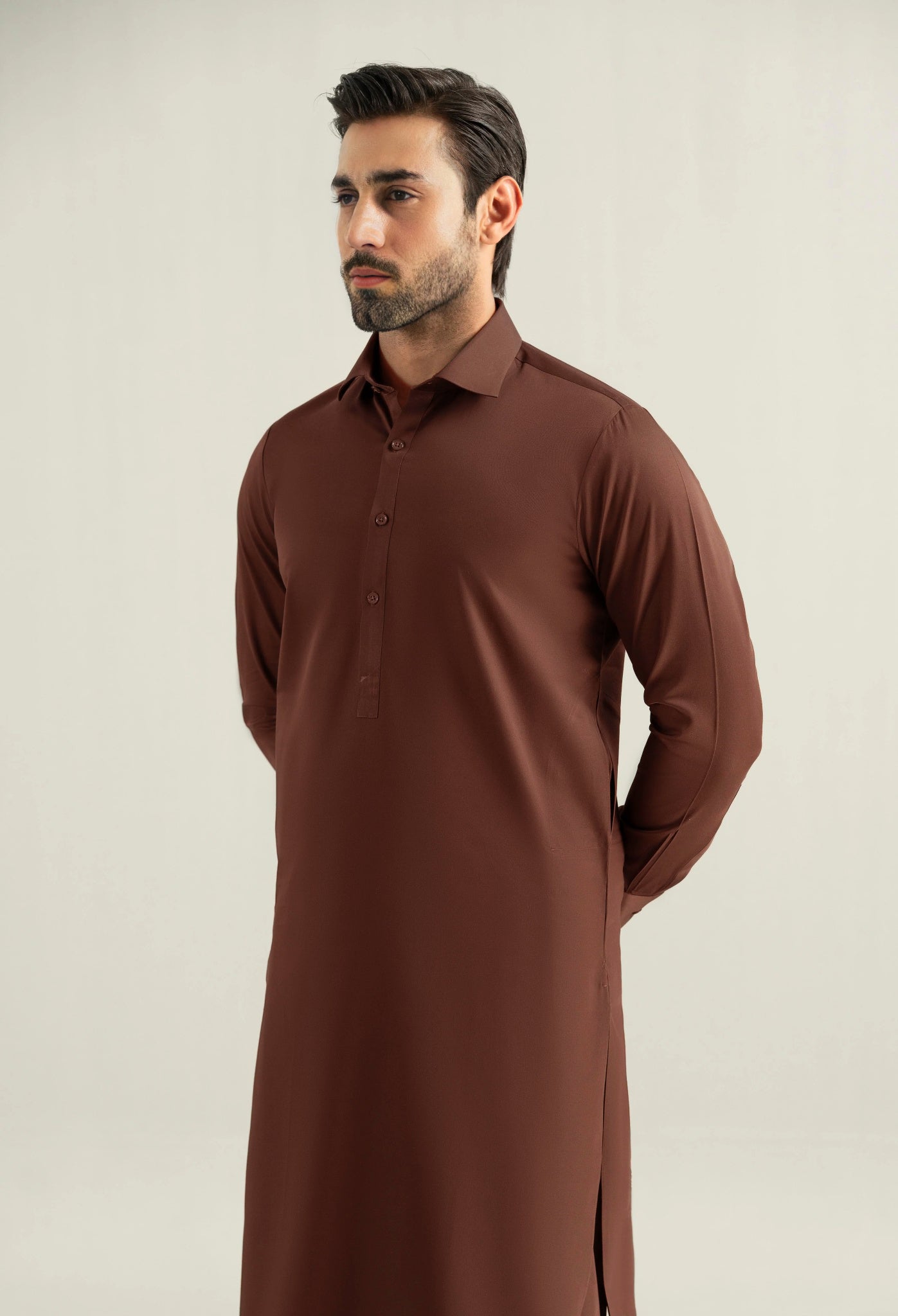 Maroon Shalwar Kameez with Shirt Collar