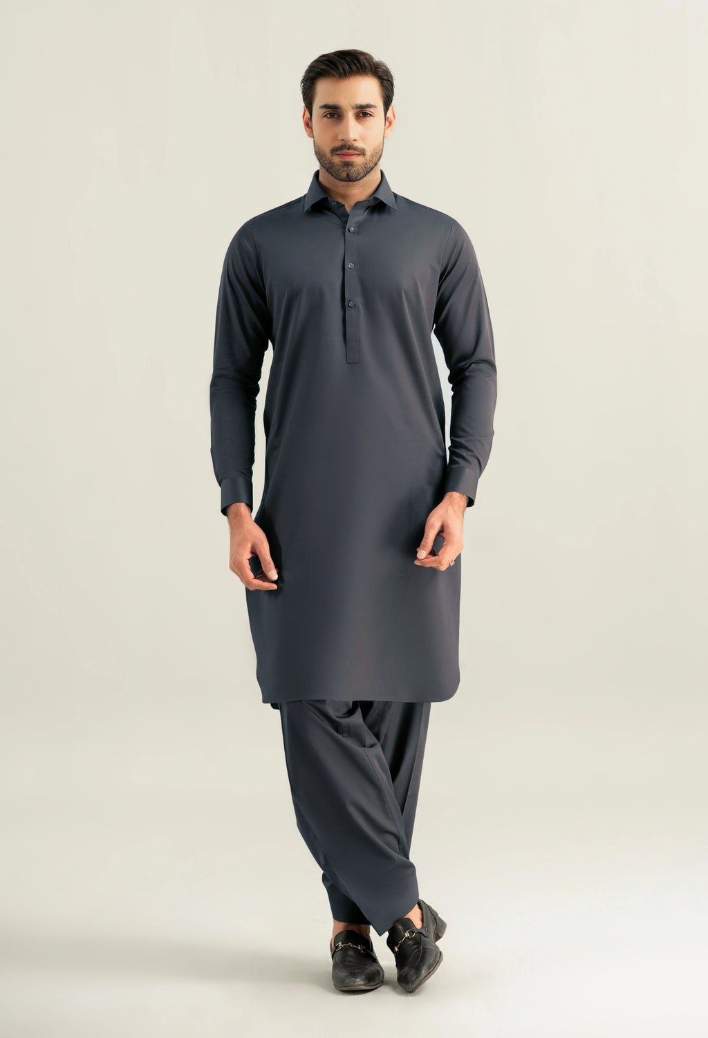 Dove Grey Shalwar Kameez with Shirt Collar