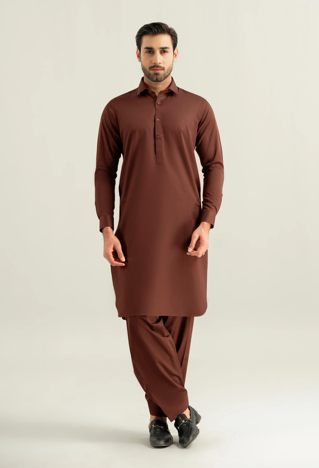 Maroon Shalwar Kameez with Shirt Collar