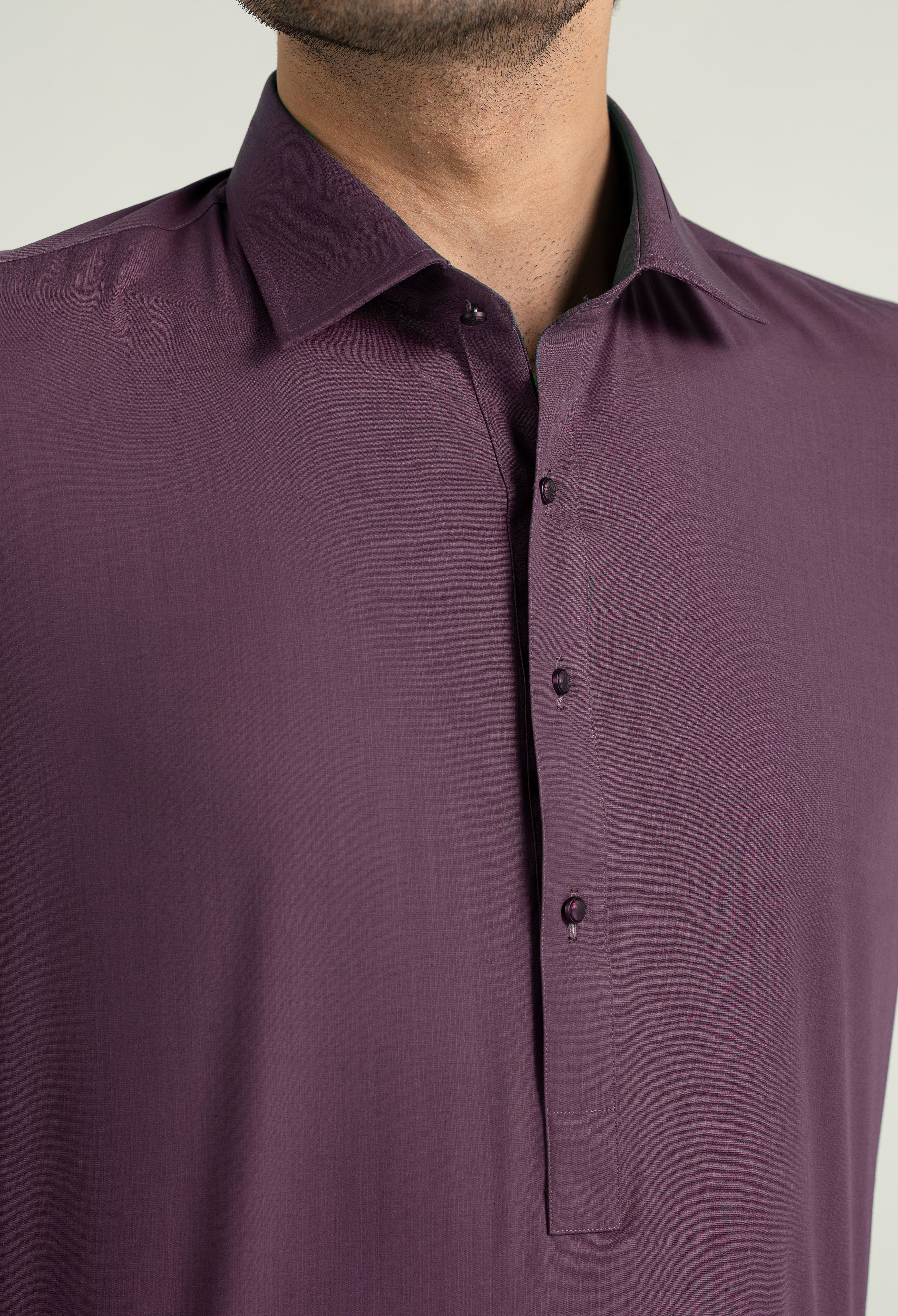 Purple Shalwar Kameez with Shirt Collar