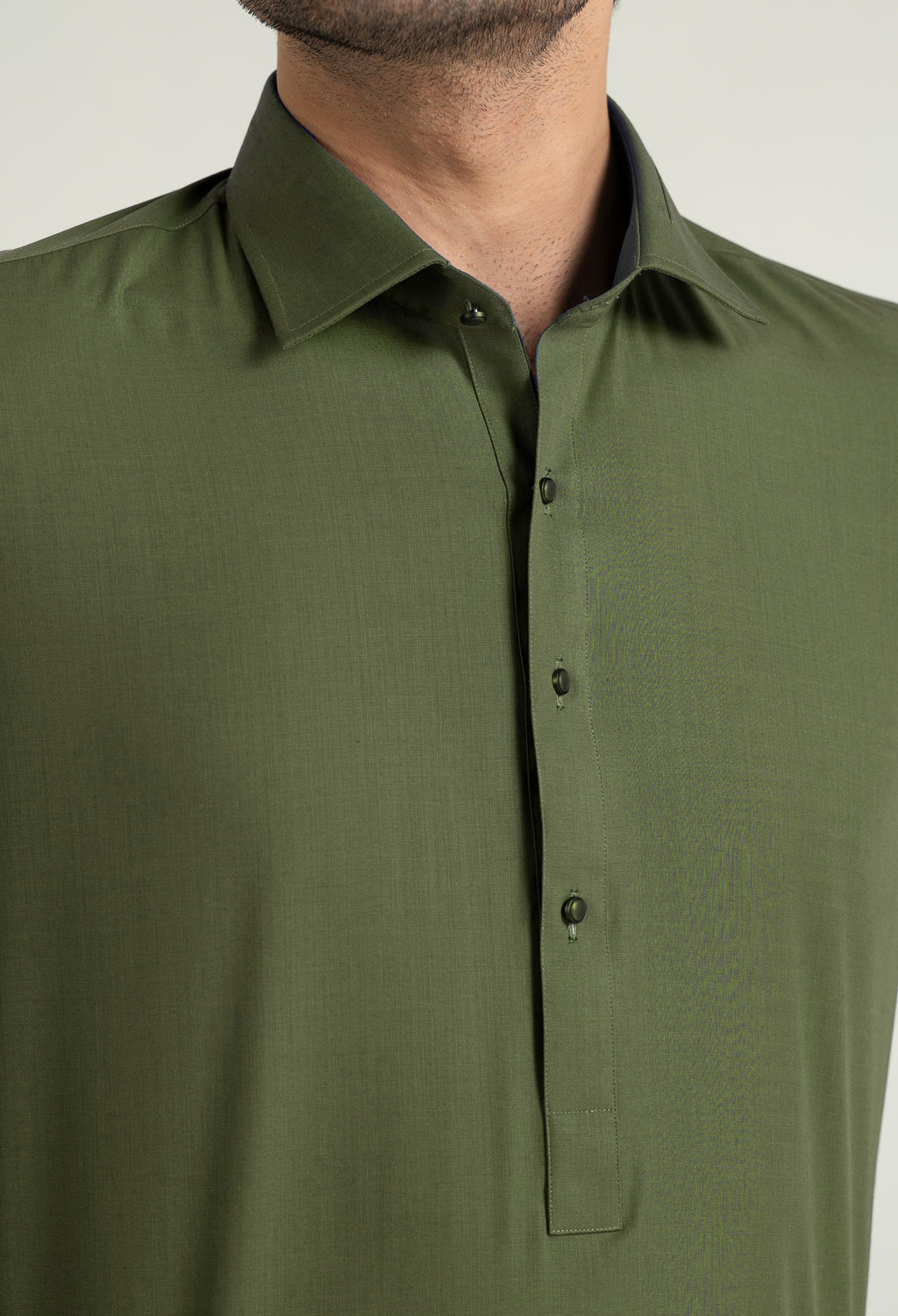 Sage Green Shalwar Kameez with Shirt Collar