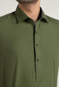 Sage Green Shalwar Kameez with Shirt Collar
