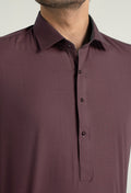 Plum Shalwar Kameez with Shirt Collar