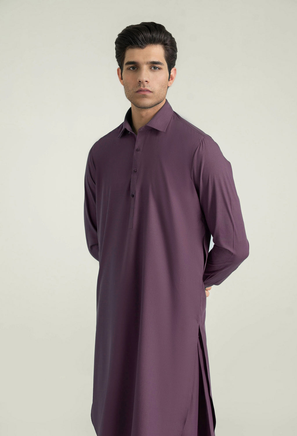 Purple Shalwar Kameez with Shirt Collar