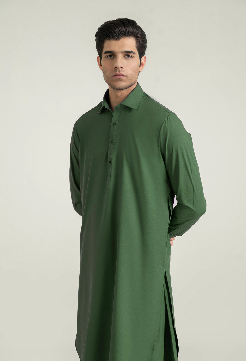 Flag Green Shalwar Kameez with Shirt Collar