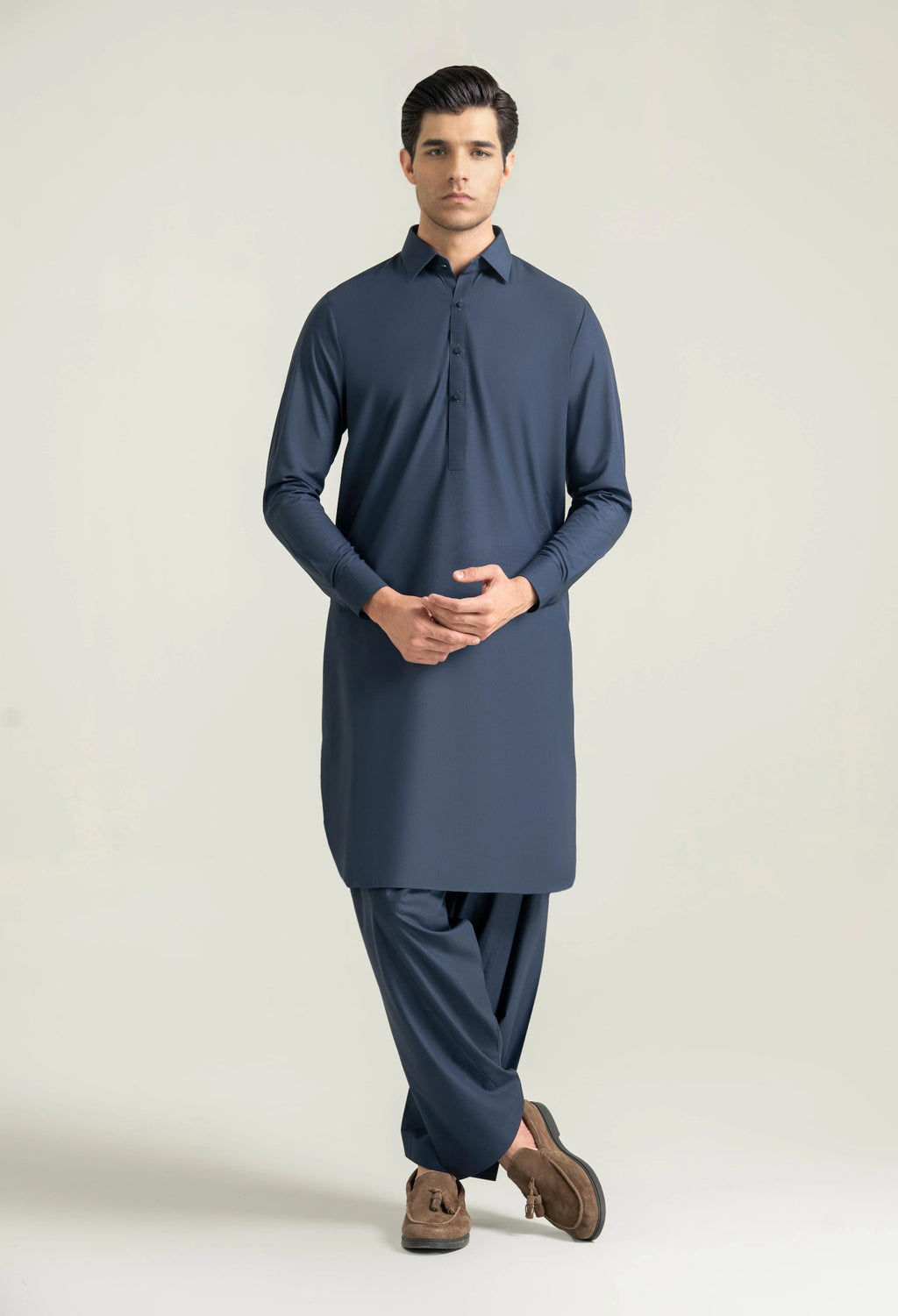 French Blue Blended Shalwar Kameez