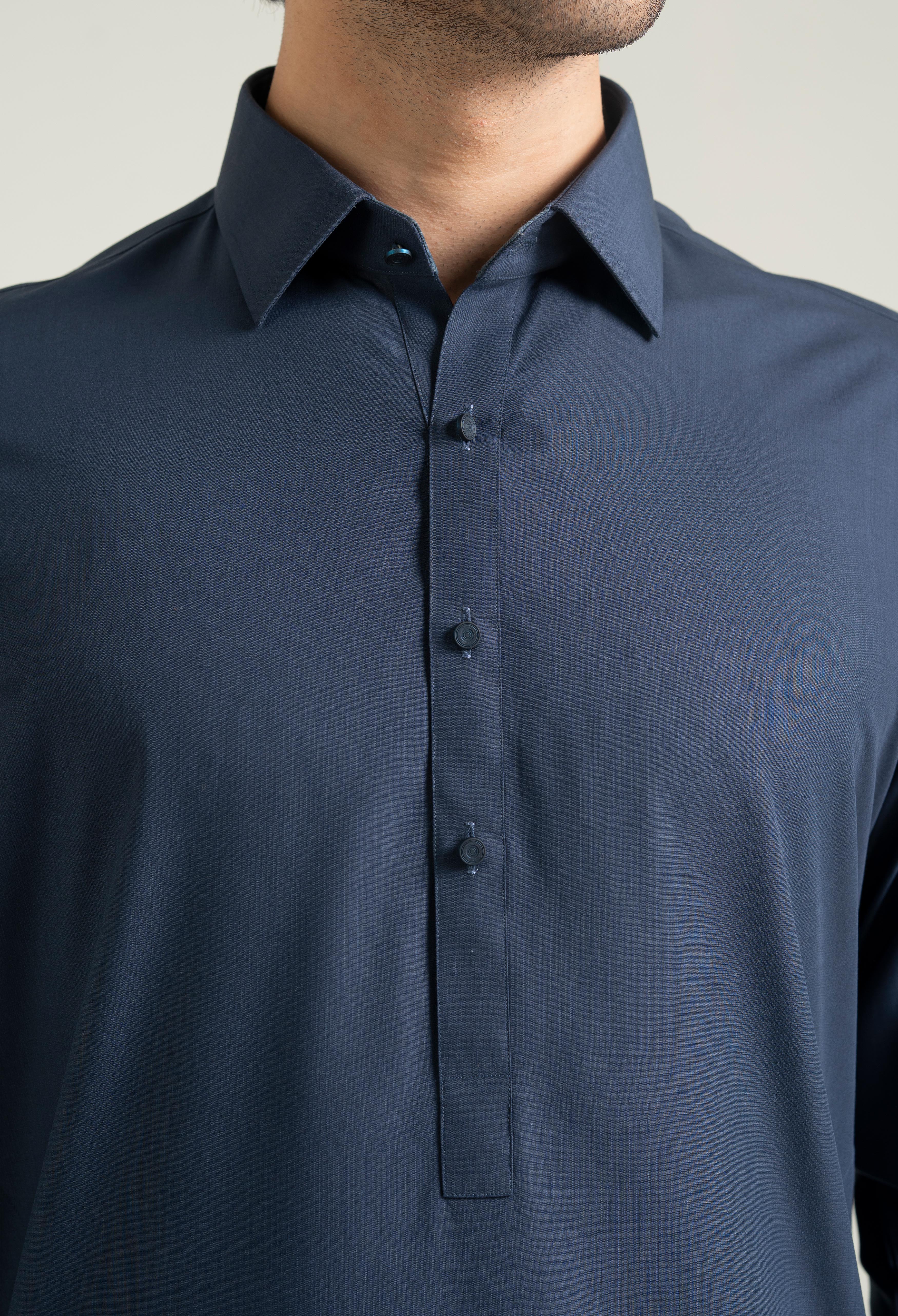 French Blue Blended Shalwar Kameez