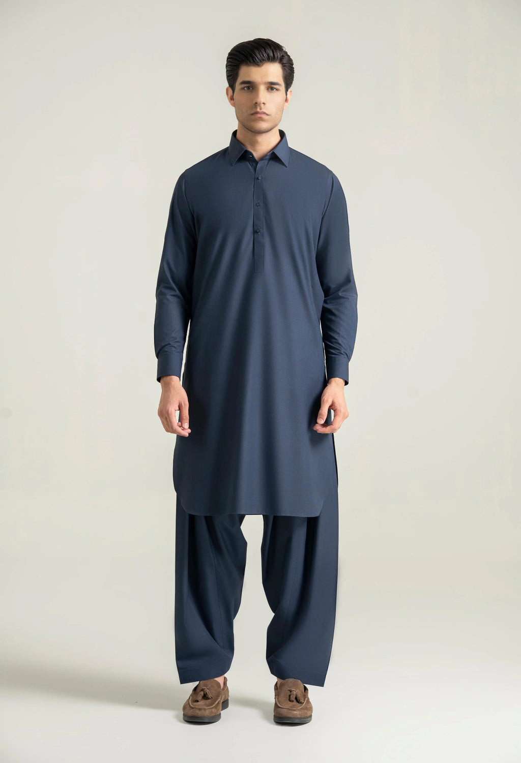 French Blue Blended Shalwar Kameez