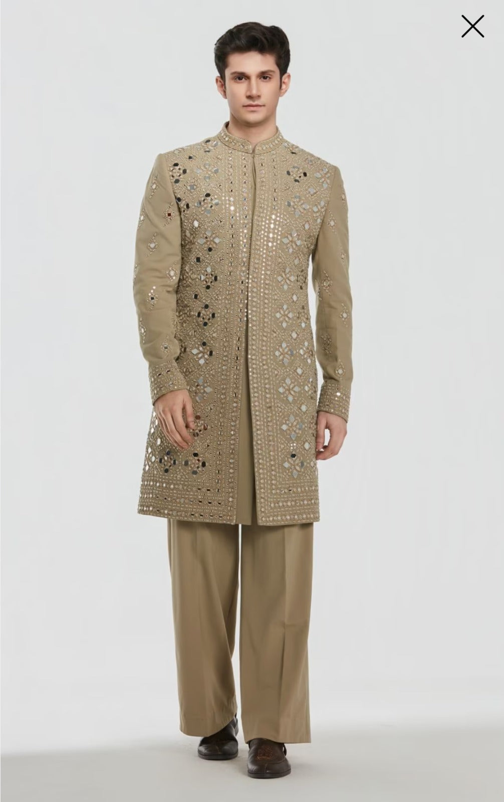 Faded-Gold Mukhesh Sherwani