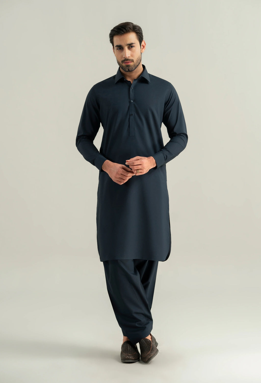 Navy Blue Cotton Shalwar Kameez