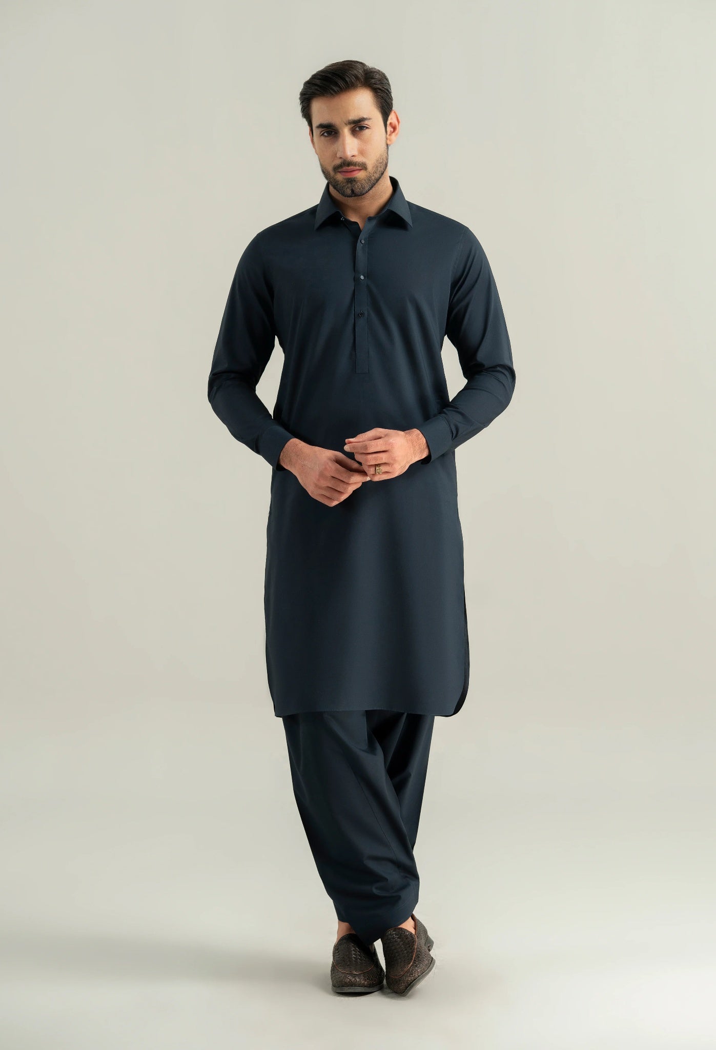 Navy Blue Cotton Shalwar Kameez