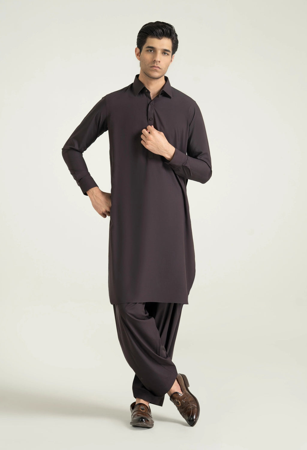 Chocolate Plum Blended Shalwar Kameez