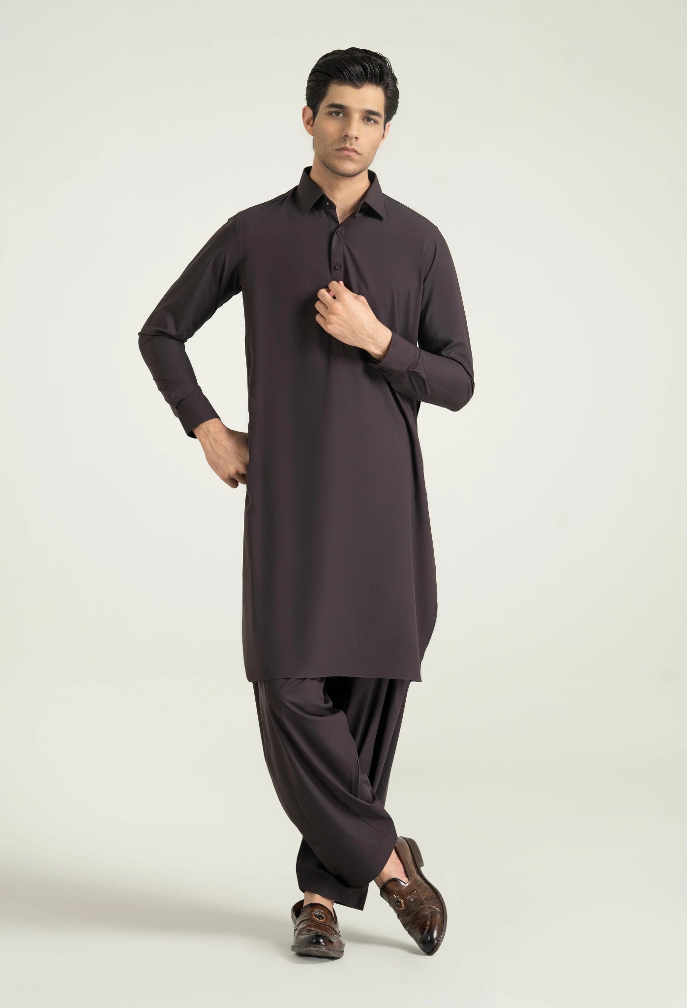 Chocolate Plum Blended Shalwar Kameez