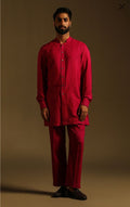 Crimson Button Down Kurta Suit
