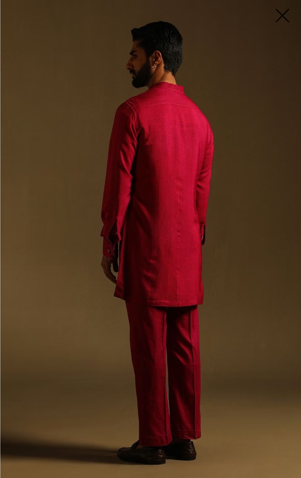 Crimson Button Down Kurta Suit