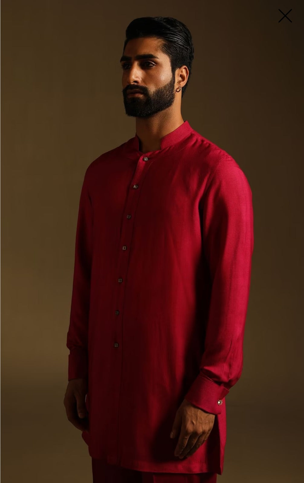 Crimson Button Down Kurta Suit
