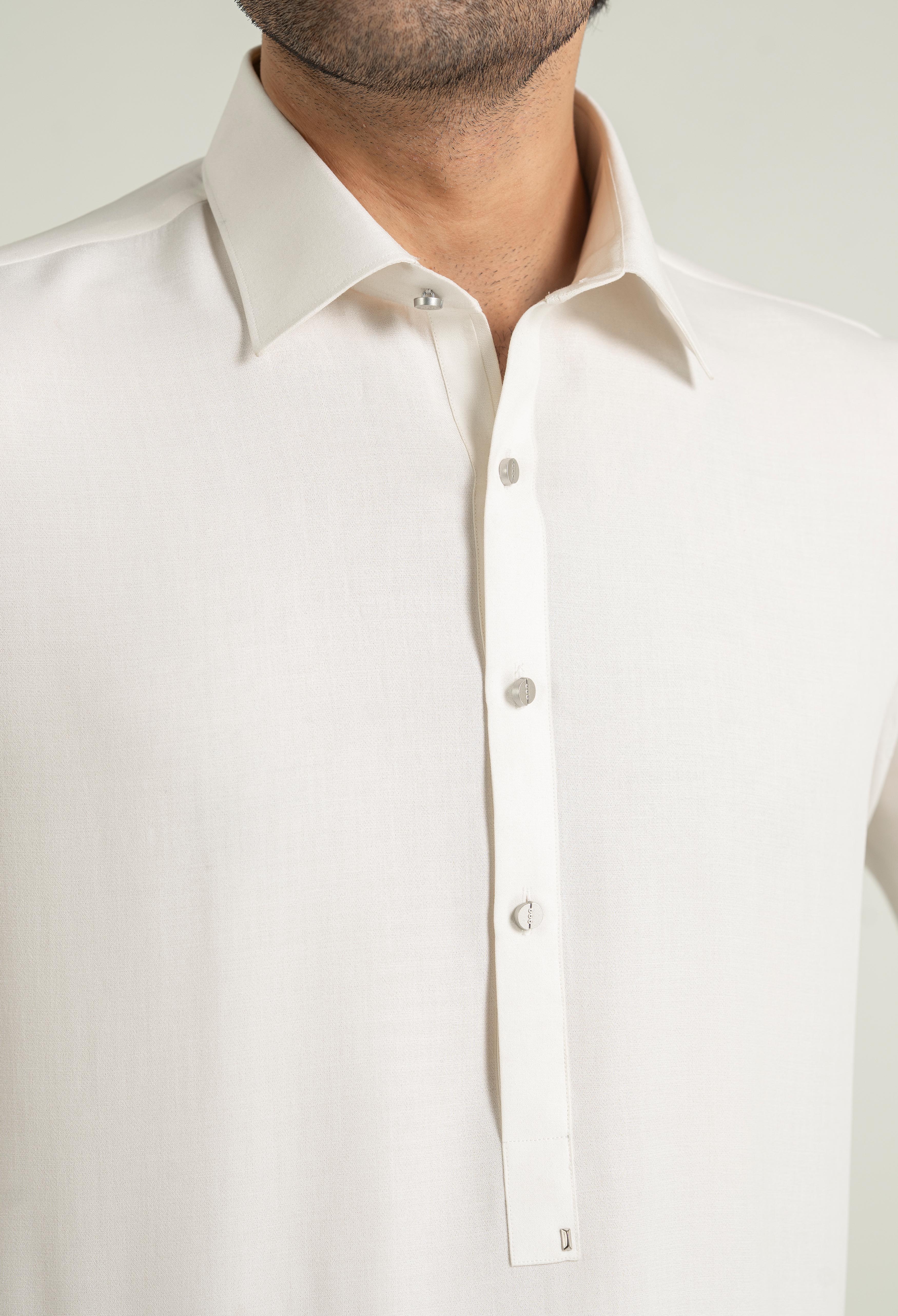 Creamy White Blended Shalwar Kameez