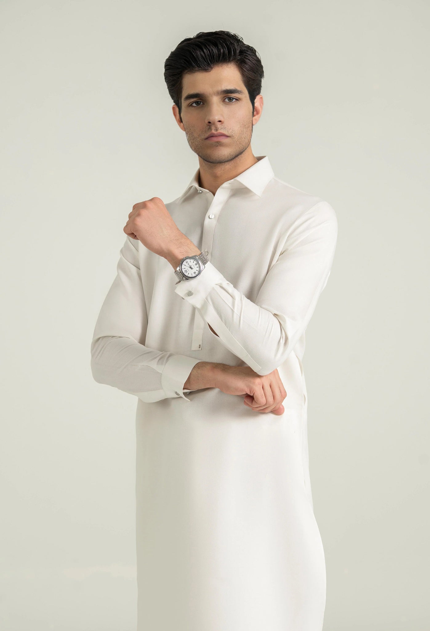Creamy White Blended Shalwar Kameez