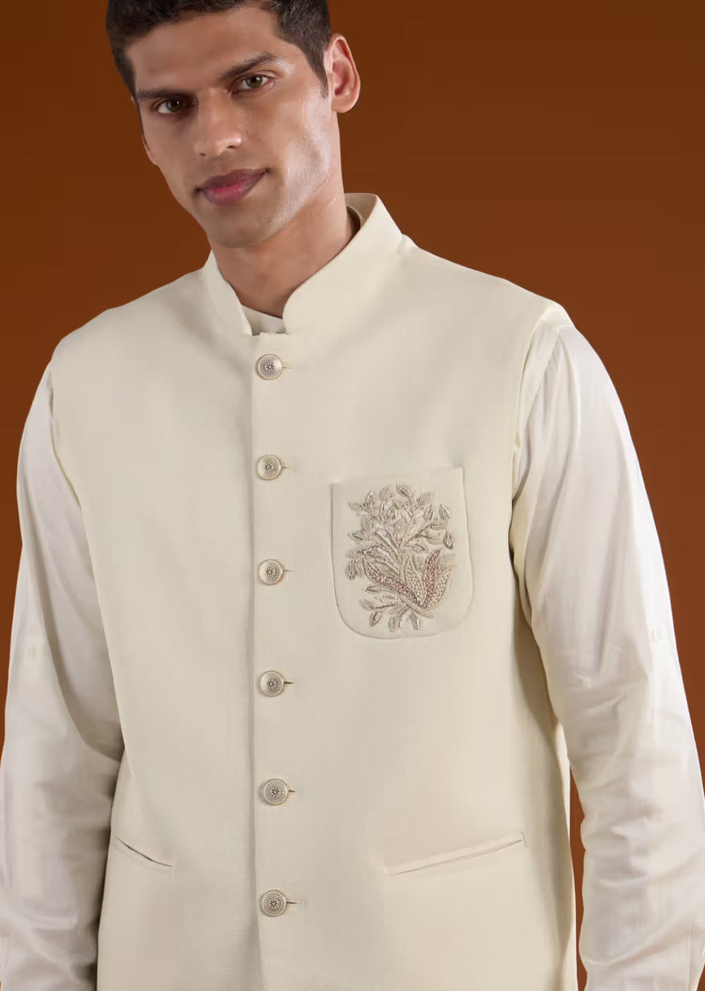 Off-White Waist-Coast with Gold Embelishment