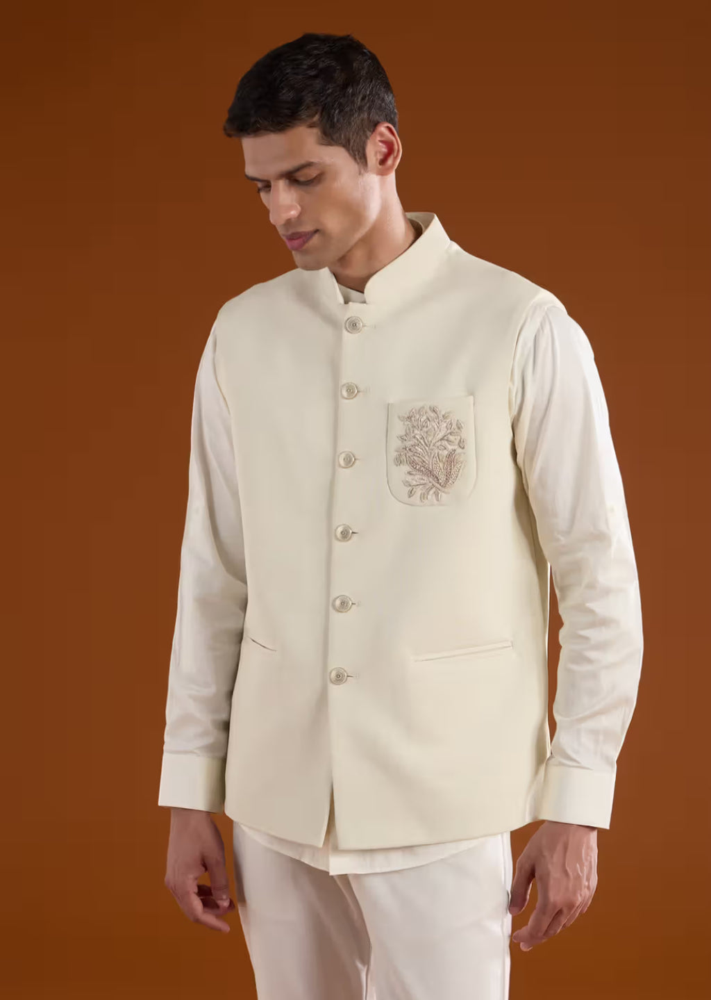 Off-White Waist-Coast with Gold Embelishment